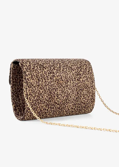 Leopardm&oslash;nstret clutch i imitert, semsket skinn, bonprix