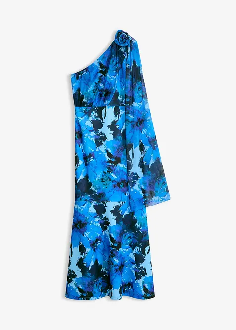 Selskapskjole i one shoulder-modell med blomsterapplikasjon, bonprix