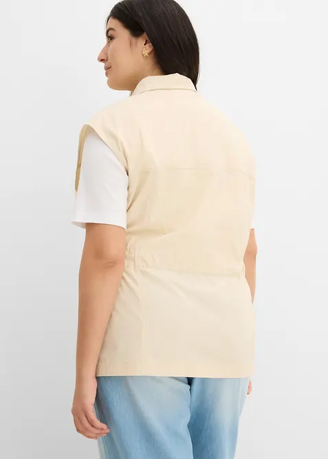 Bomullsvest med belte, bonprix