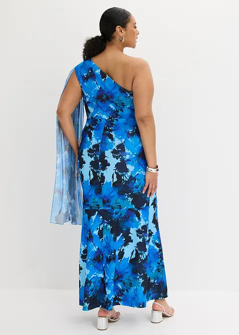 Selskapskjole i one shoulder-modell med blomsterapplikasjon, bonprix