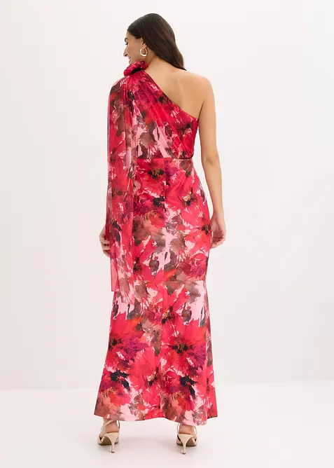 Selskapskjole i one shoulder-modell med blomsterapplikasjon, bonprix