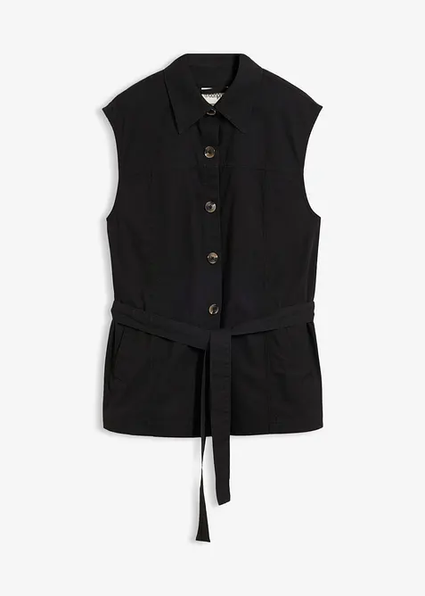 Bomullsvest med belte, bonprix