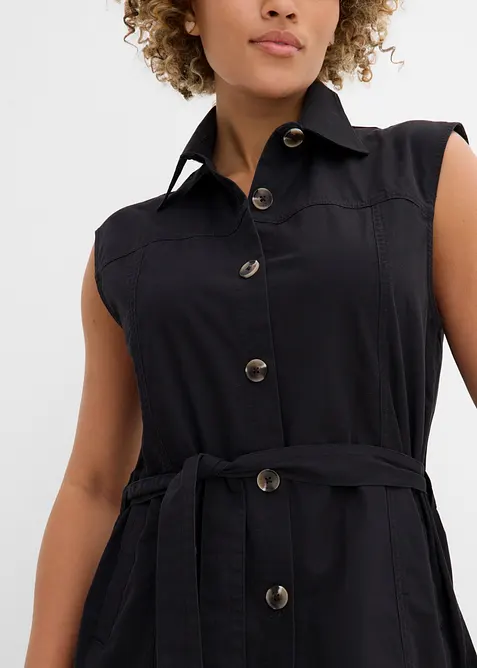 Bomullsvest med belte, bonprix