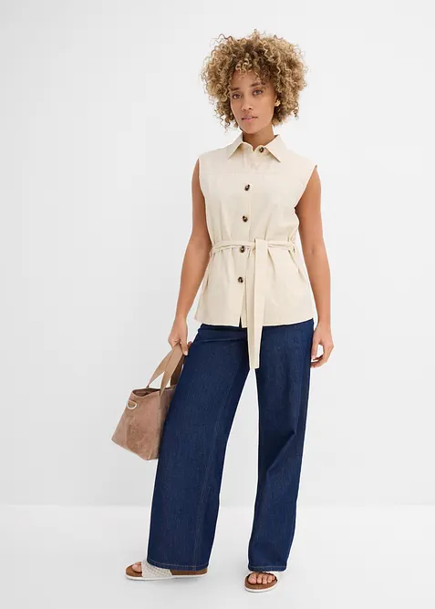 Bomullsvest med belte, bonprix