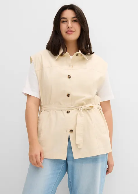 Bomullsvest med belte, bonprix