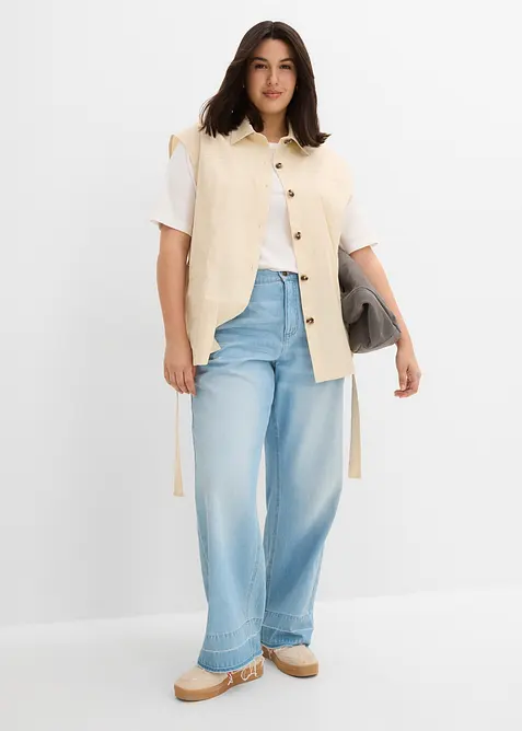 Bomullsvest med belte, bonprix