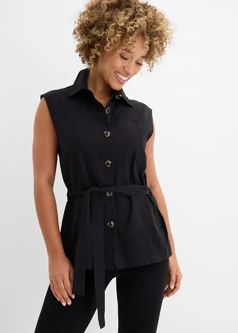 Bomullsvest med belte, bonprix