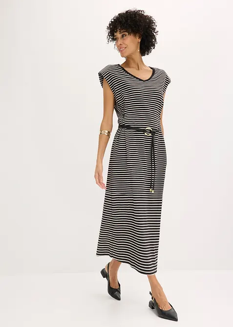Stripete jerseykjole med regulerbar midje, bonprix
