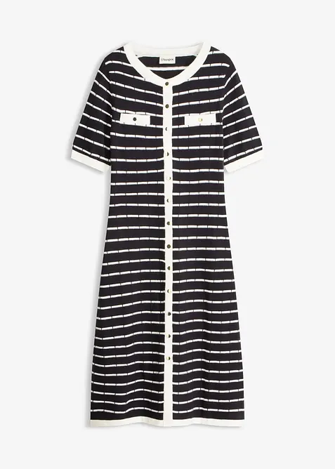 Strikket kjole i viskosemiks med knapper, bonprix