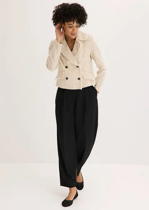 Jakke i bomullsjacquard med lin, bonprix