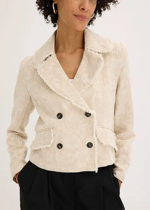 Jakke i bomullsjacquard med lin, bonprix