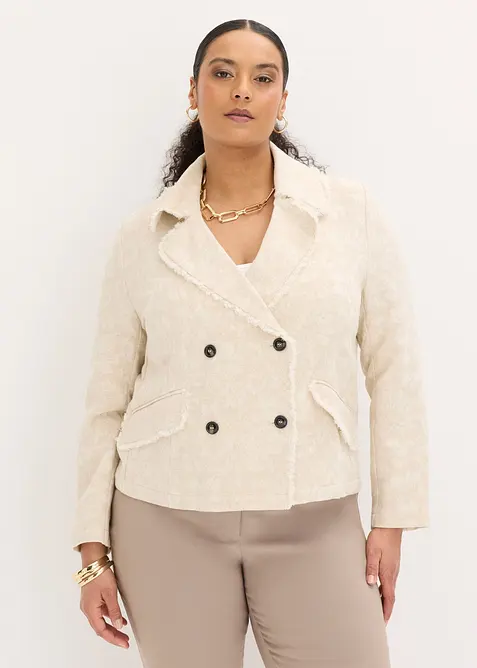 Jakke i bomullsjacquard med lin, bonprix