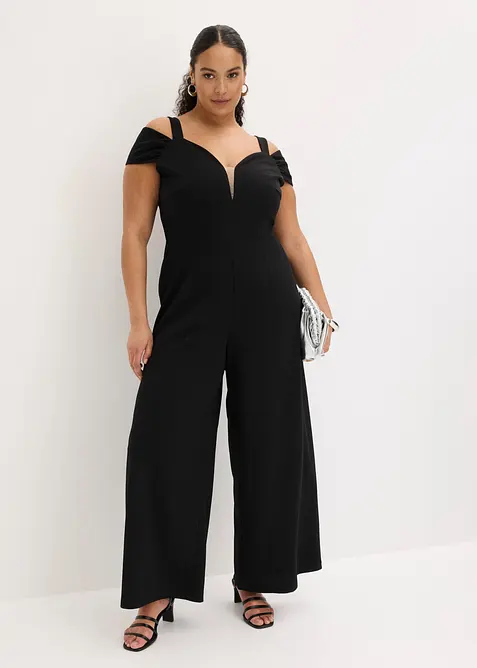 Jumpsuit i strukturert krepp, bonprix