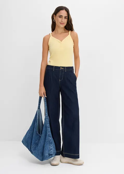 Spagettitopp med 100% &oslash;kologisk bomull (2-pack), bonprix