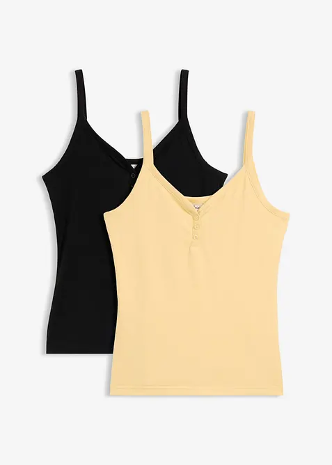 Spagettitopp med 100% &oslash;kologisk bomull (2-pack), bonprix