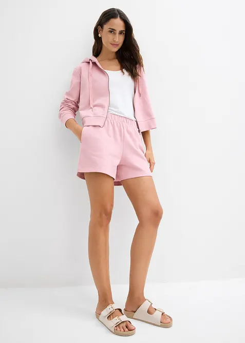 Sweatjakke og -shorts i 100% &oslash;kologisk bomull (2-delt sett), bonprix