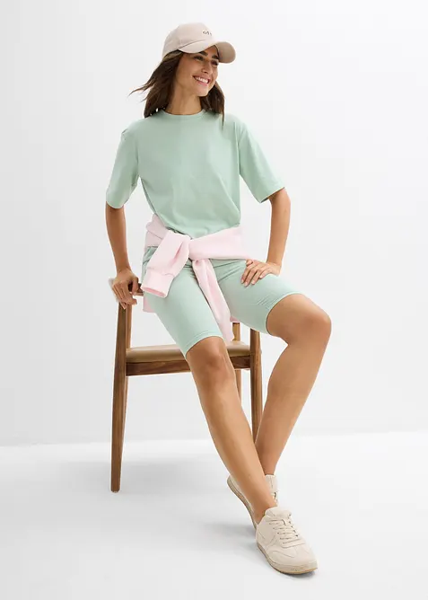 Topp og sykkelshorts i bomullsstretch (2-delt sett), bonprix