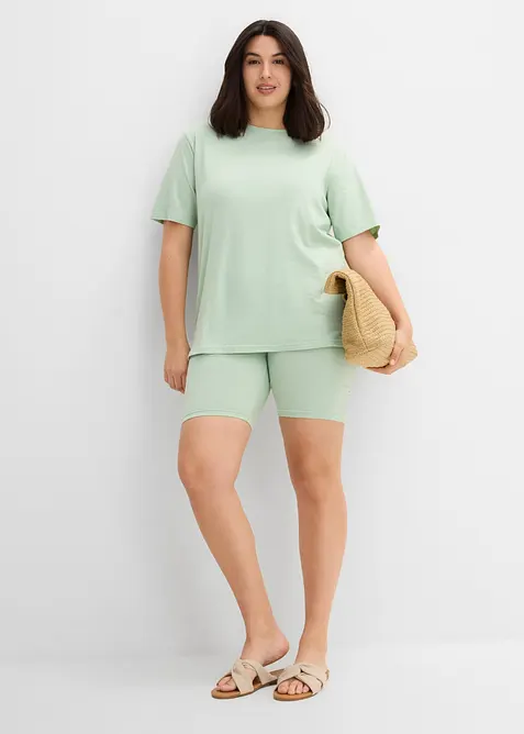 Topp og sykkelshorts i bomullsstretch (2-delt sett), bonprix