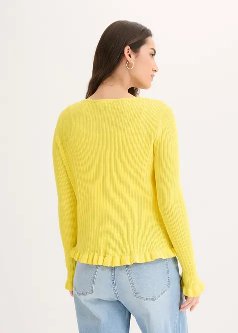 Finstrikket cardigan i bomullsmiks, bonprix