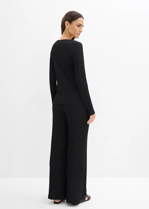 Topp og bukse i strukturert krepp (2-delt sett), bonprix