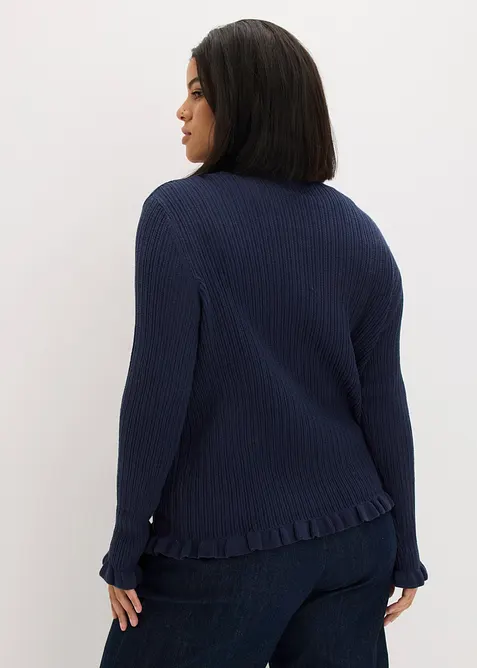 Finstrikket cardigan i bomullsmiks, bonprix