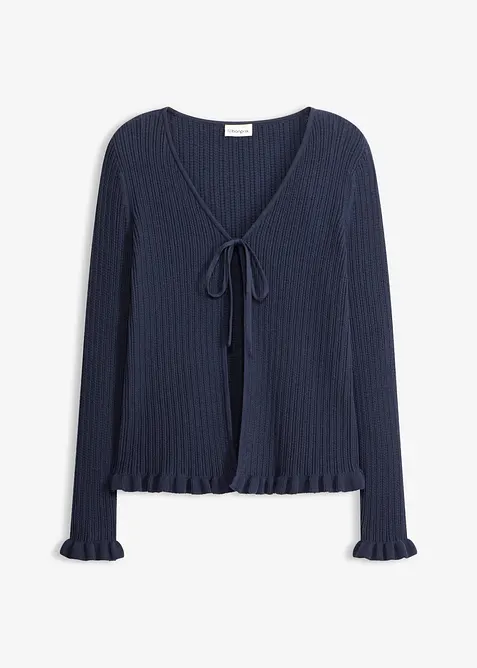 Finstrikket cardigan i bomullsmiks, bonprix