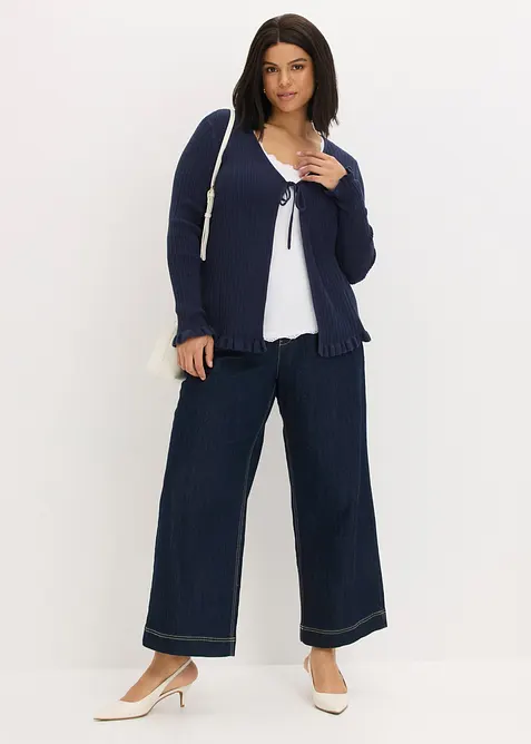 Finstrikket cardigan i bomullsmiks, bonprix