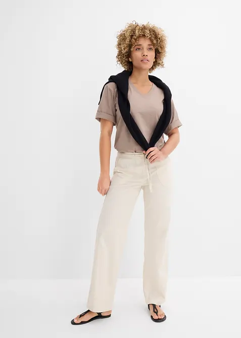 Boxy topp i flammegarn i 100% &oslash;kologisk bomull (2-pack), bonprix