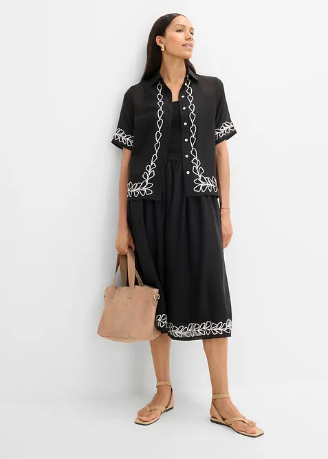 Bluse med broderi, bonprix