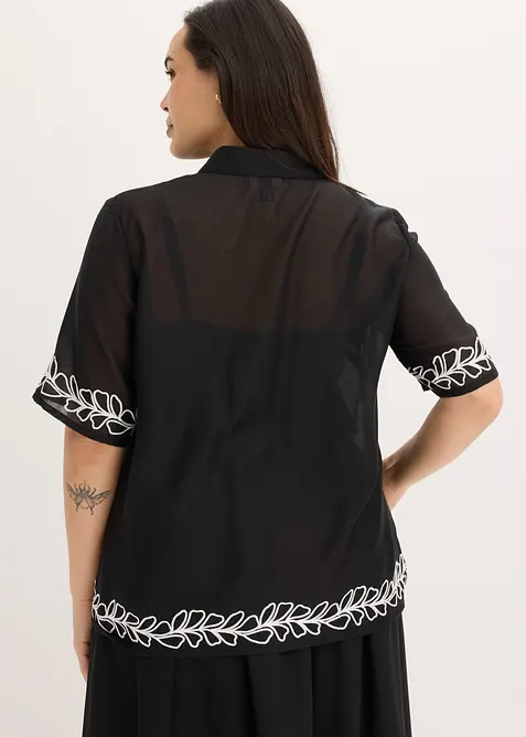Bluse med broderi, bonprix