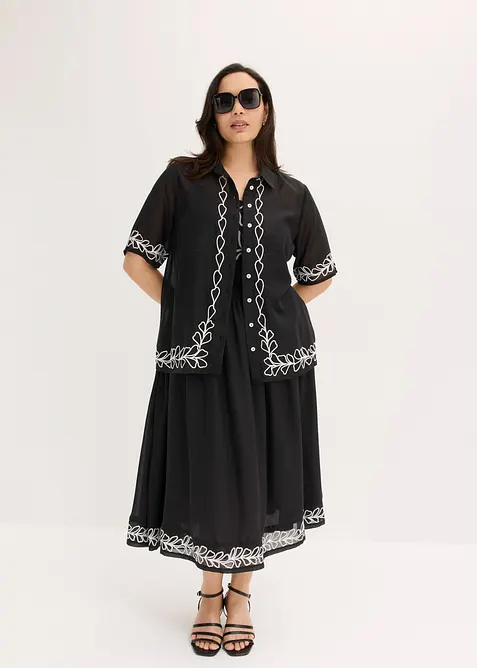 Bluse med broderi, bonprix