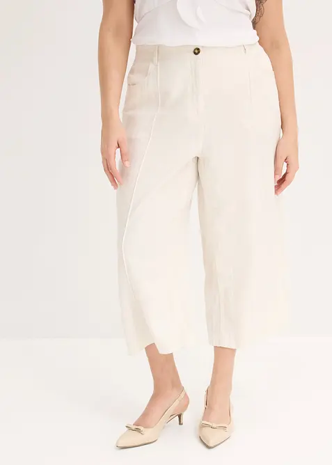 Culotte i lett linblanding med biser, bonprix
