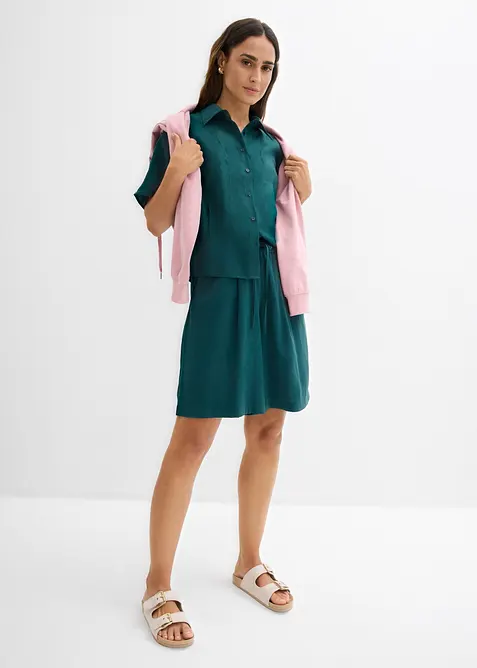 Bluse i viskoseblanding med flaggermusermer, bonprix