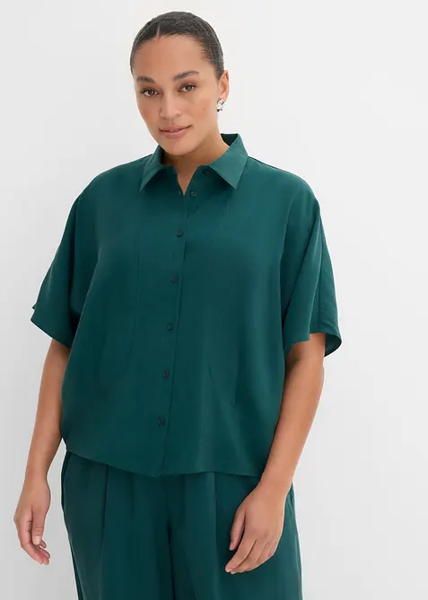 Bluse i viskoseblanding med flaggermusermer, bonprix