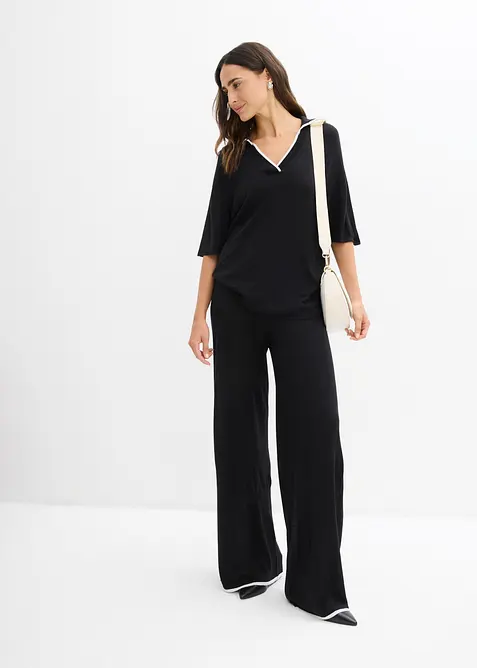 Fin, strikket bukse i viskosemiks, bonprix