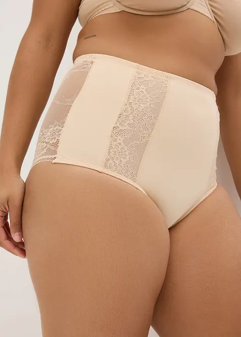 Medium shape truse med h&oslash;y midje og blonder, bonprix
