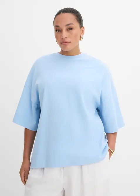 Oversized topp i 100% &oslash;kologisk bomull med asymmetrisk fald, bonprix