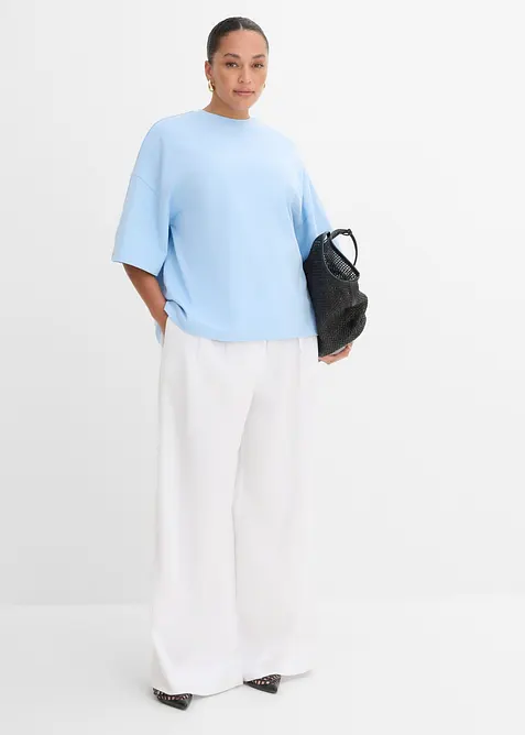 Oversized topp i 100% &oslash;kologisk bomull med asymmetrisk fald, bonprix