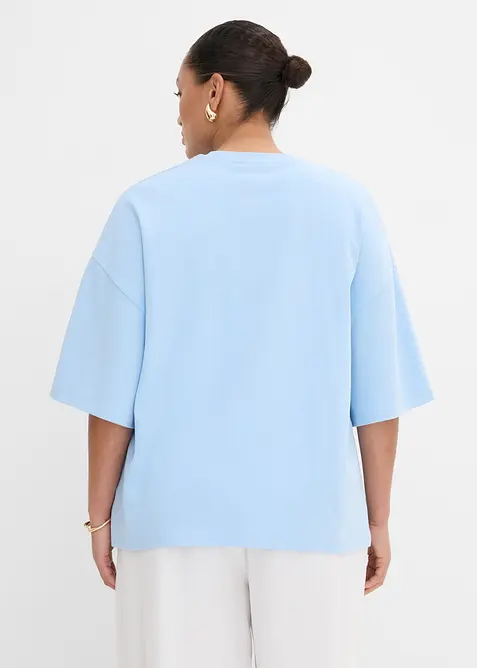 Oversized topp i 100% &oslash;kologisk bomull med asymmetrisk fald, bonprix