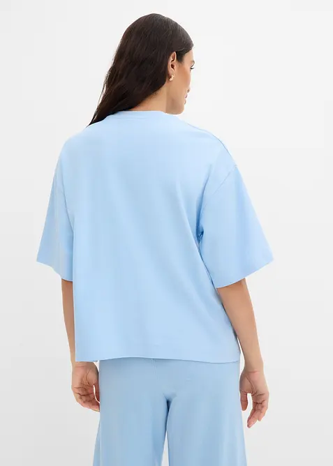 Oversized topp i 100% &oslash;kologisk bomull med asymmetrisk fald, bonprix