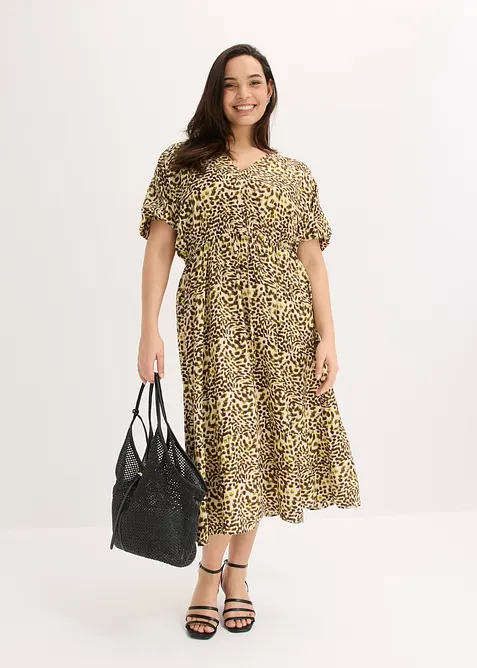 Midikjole i lett viskose, bonprix