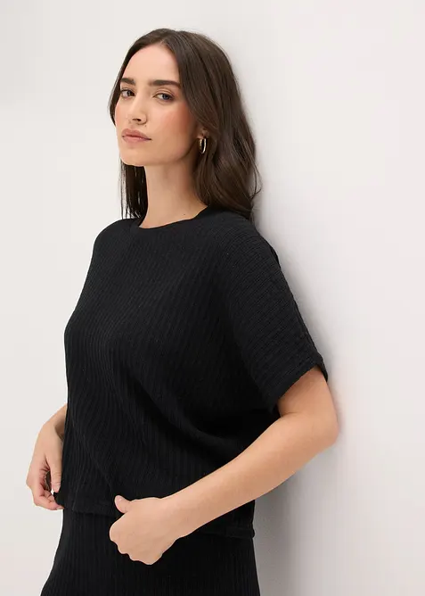 Strikket genser i luftig linmiks, bonprix