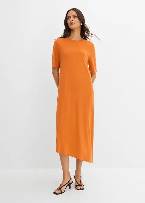 Trikotkjole i modalmiks med asymmetrisk nederkant, bonprix