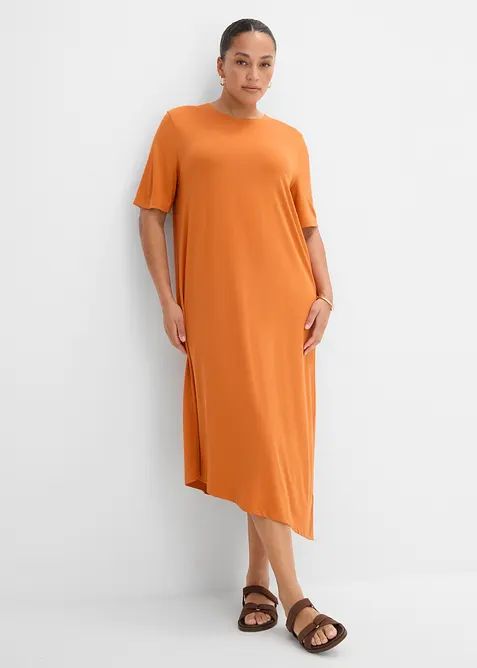 Trikotkjole i modalmiks med asymmetrisk nederkant, bonprix