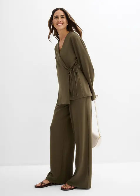 Bluse i viskosemiks med knyteb&aring;nd, bonprix