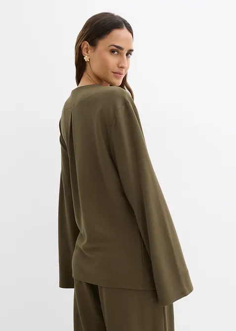 Bluse i viskosemiks med knyteb&aring;nd, bonprix