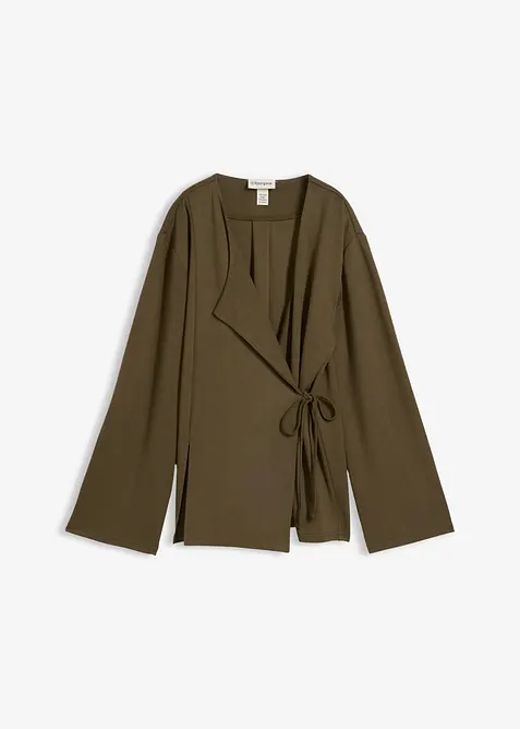 Bluse i viskosemiks med knyteb&aring;nd, bonprix