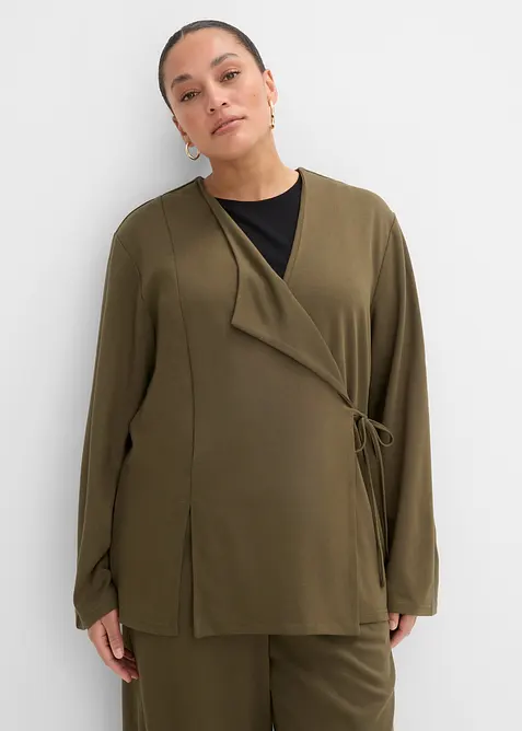 Bluse i viskosemiks med knyteb&aring;nd, bonprix