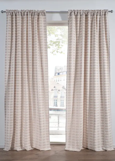 Jacquardvevd gardin i &oslash;kologisk bomull (1-pack), bonprix
