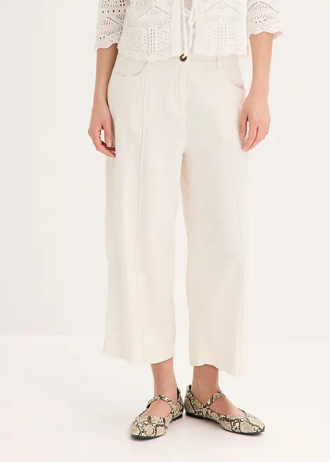 Culotte i lett linblanding med biser, bonprix